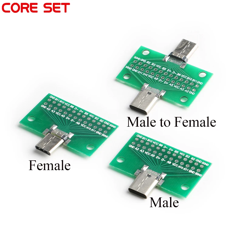 Type-C Male to Female USB 3.1 Test PCB Board Adapter Type C 24P 2.54mm Connector Socket For Data Line Wire Cable Transfer | Обустройство