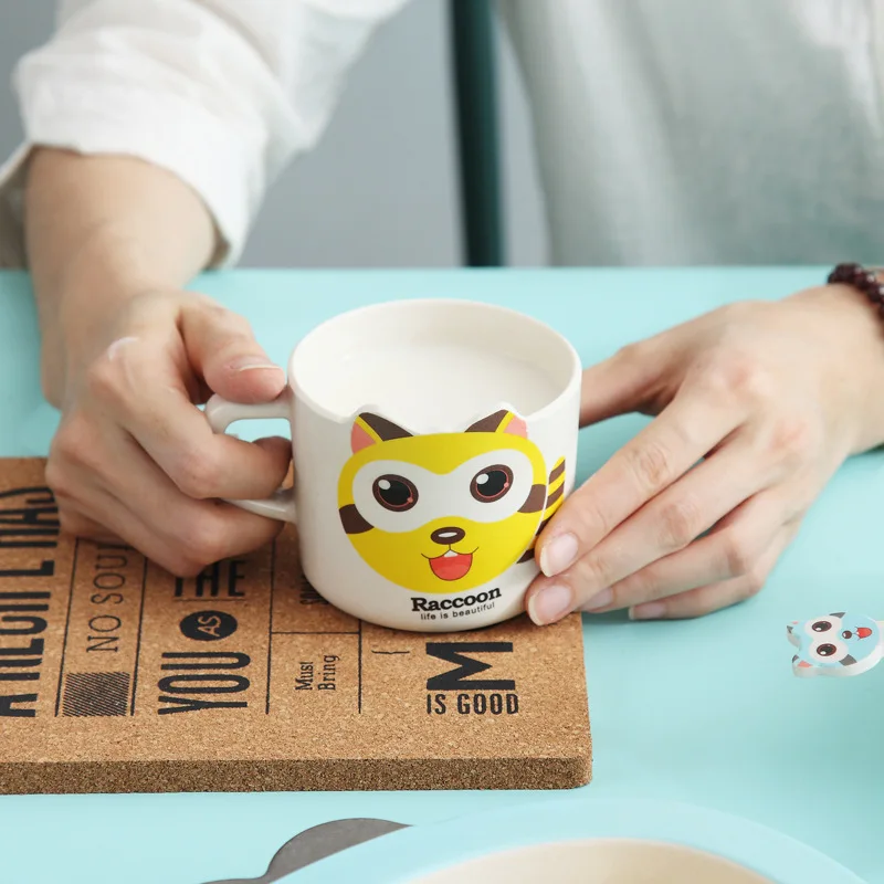 5 шт./компл. детская посуда для тренировок Детская милая кормления енота с чашей