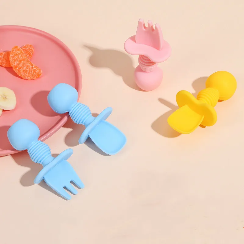 

1pair Utensils Baby Gadgets Tableware Set Children Toddler Dinnerware Cutlery Cartoon Infant Food Feeding Spoon Fork