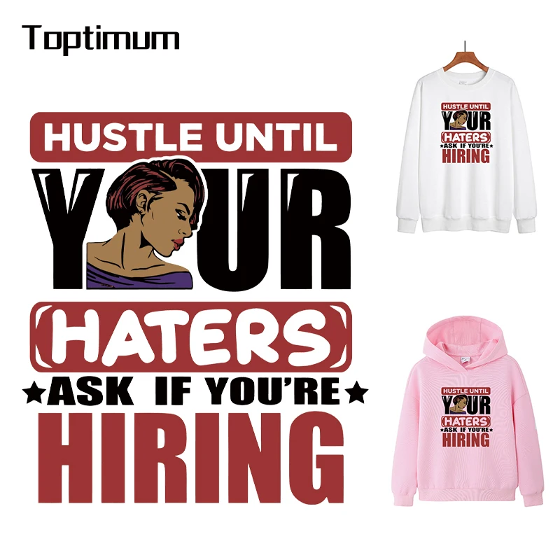 

African Lady Iron On Patches For Clothes Women T-shirt Hoodies DIY Washable Heat Transfer Vinly Glitter Sticker Decoration Red