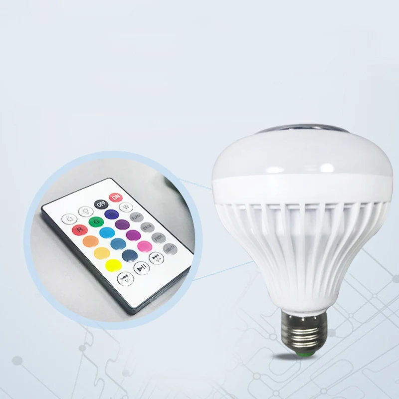 

New E27 Wireless Bluetooth Speaker 12W RGB Bulb LED Lamp 110V 220V Smart Led Light Music Player Audio with Remote Control NDS66