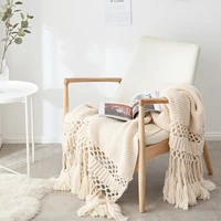 bed blanket hand woven sofa blanket fringed thick blanket air conditioning blanket thick knitted blanket household shawl blanket