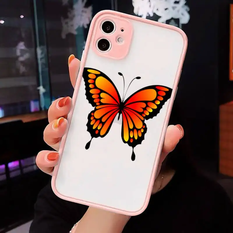 

cute sexy butterfly pink blue Phone Case Matte Transparent for iPhone 7 8 11 12 s mini pro X XS XR MAX Plus cover funda