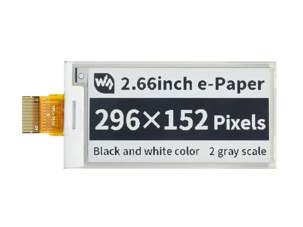 

2.66inch e-Paper,E-Ink Raw Display,296×152 Pixels, Black / White Dual-Color, SPI Interface, Without PCB,Partial Refresh Support