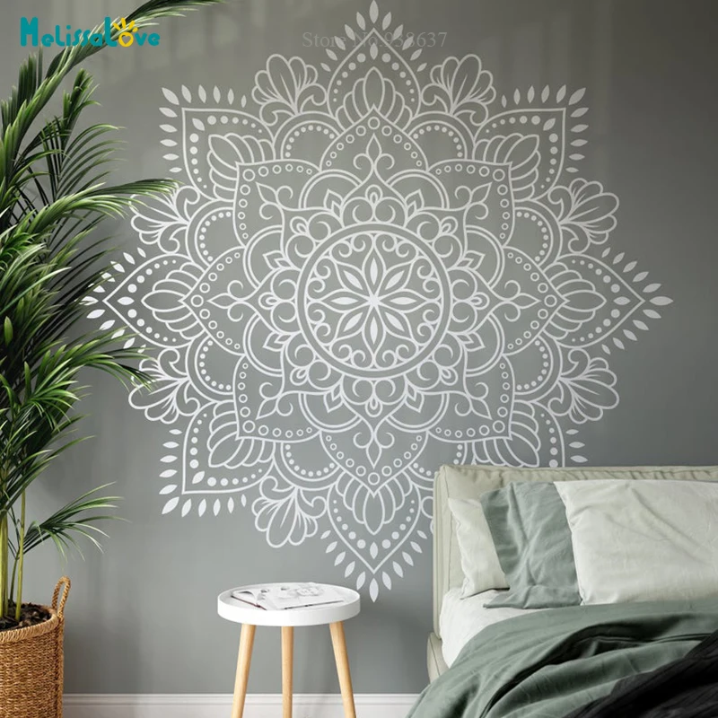 

Mandala Vinyl Wall Art Decal Meditation Yoga Studio Decoration Large Flower Mandala Bedroom Living Room Decor Wallpaper BA699-1