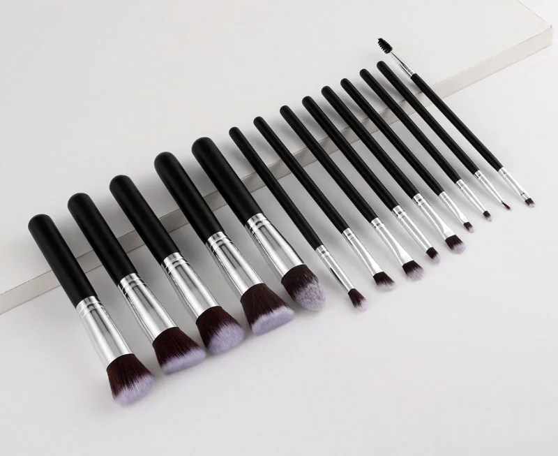14pcs Silver Новое поступление 10 шт набор кистей для макияжа мягкие синтетические волосы Косметика основа пудра смешивание румяна леди красота макияж инструменты - Handle Color: 14pcs Silver