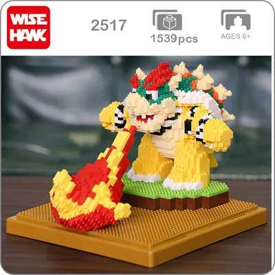 Weagle Super Mario Peach Princess Bowser Goundhog Летающая белка Марио 3D модель Алмазная мини-конструктор маленькие блоки игрушка без коробки - Цвет: Bowser
