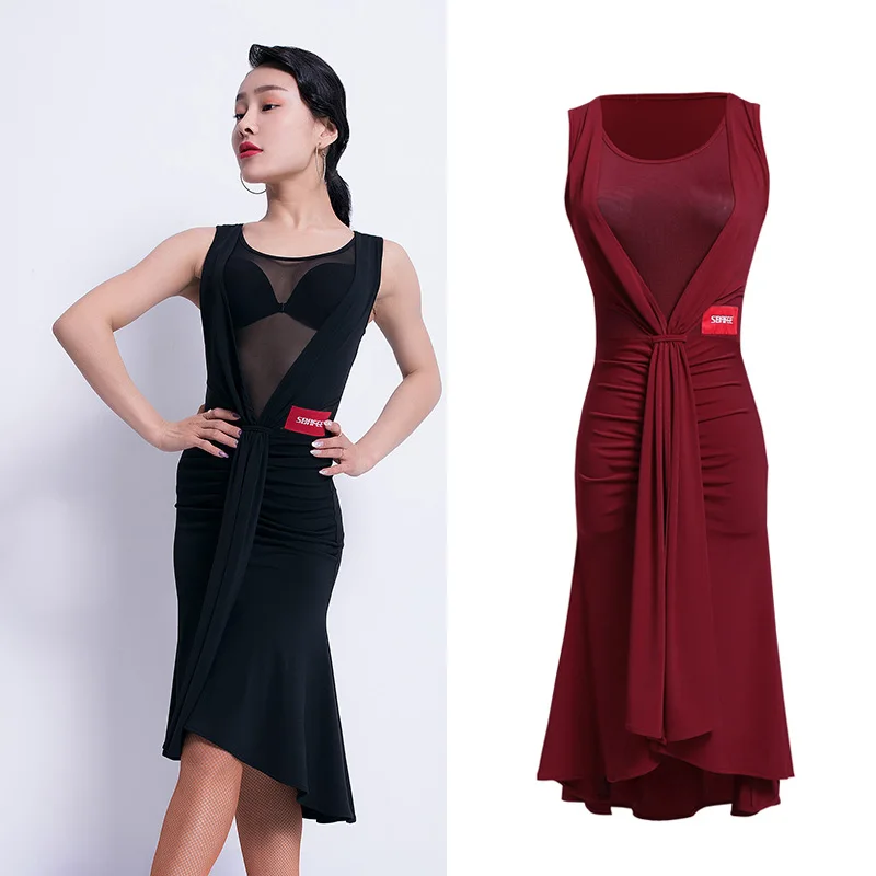 Латинское платье для танцев Для женщин сексуальное без рукавов танго сальсы ча