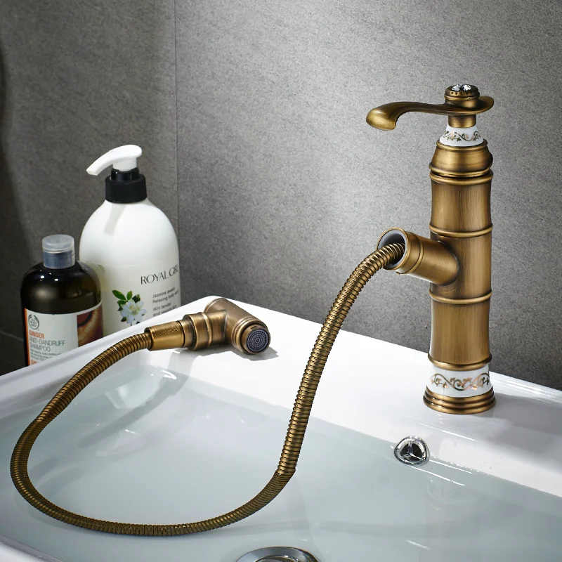 Латунный Смеситель для ванной комнаты роскошный кран на раковину две трубы
