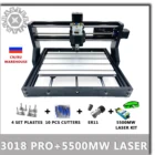 3018 Pro GRBL CNC мини лазерная гравировальная машина + 5,5 Вт лазерный модуль 3-осевой фрезерный станок для печатных плат деревообрабатывающий фрезерный станок может работать в автономном режиме