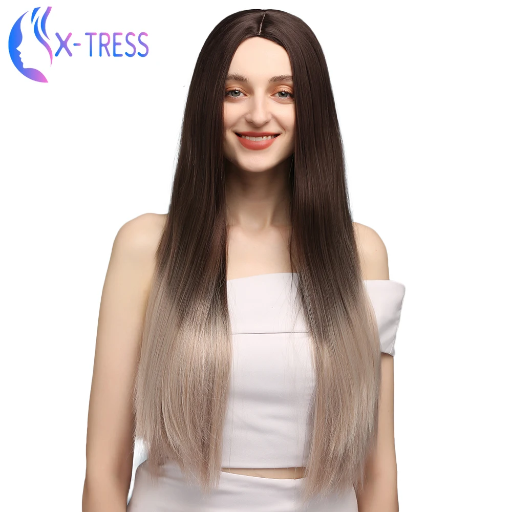 Синтетические парики серого цвета Омбре для женщин длинный прямой женский парик