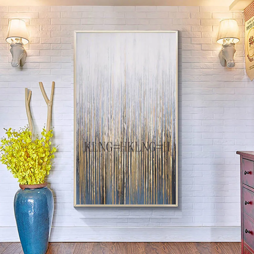 

Handpainted wall painting on canvas vertial abstract art decorative golden picture for living room lienzos cuadros decorativos