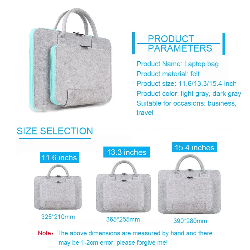 Сумка для ноутбука Сверхлегкая однотонная шерстяная фетровая сумка 11 13 5 дюймов