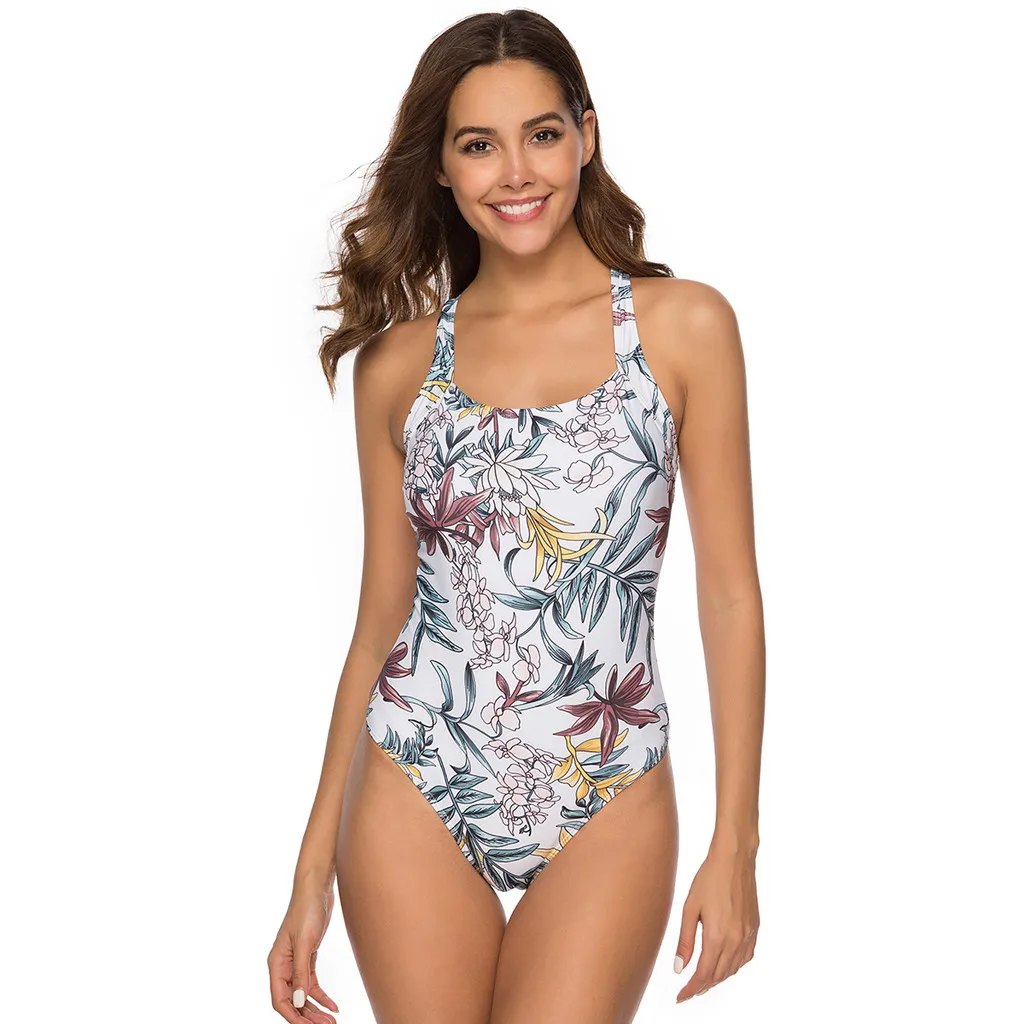Womail Для женщин сексуальный принт Одна деталь с лямкой на шее Плавание костюм