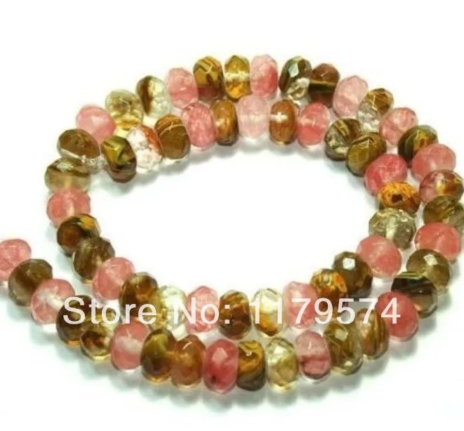 Аксессуары детали для рукоделия разноцветные 5x8 мм Арбузный Турмалин граненые