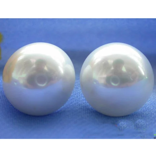 

New Arrival Favorite Pearl Jewelry Huge AA++ 16mm White South Sea Shell Pearls Gold Color Silver Stud Earring Charming Lady Gift