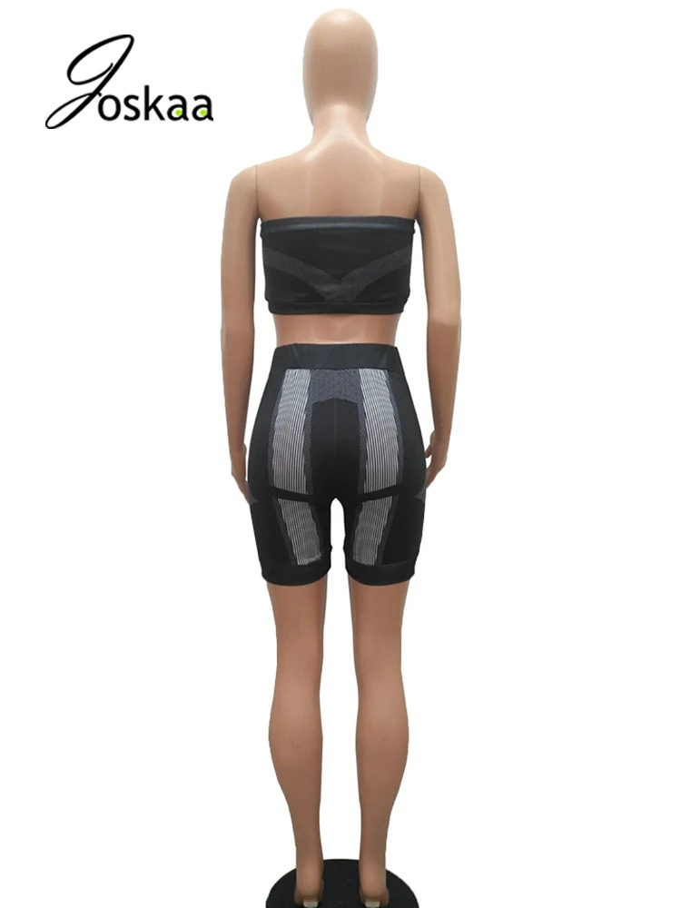 

Joskaa Women Streetwear Two Pieces Trackusit Summer Casual Outwear Biker Sportswear Strench Fitness Fashion Workout Clothing