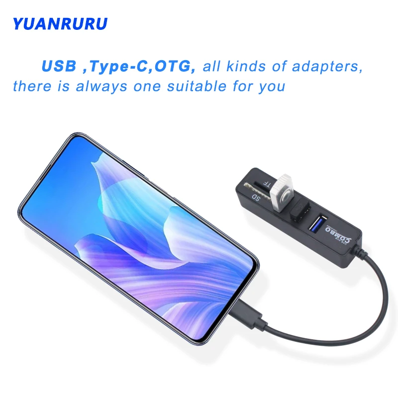usb hub 2 0 type c multi usb splitter high speed 36 ports otg 2 0 hab tf sd card reader all in one for pc computer phone free global shipping