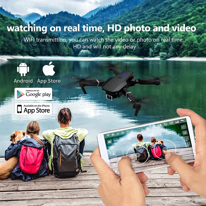 

E525 Pro Drone 4k HD Wide-Angle Dual Camera 1080P WIFI Visual Positioning Height Keep Rc Drone Follow Me Quadcopter Drones Toys