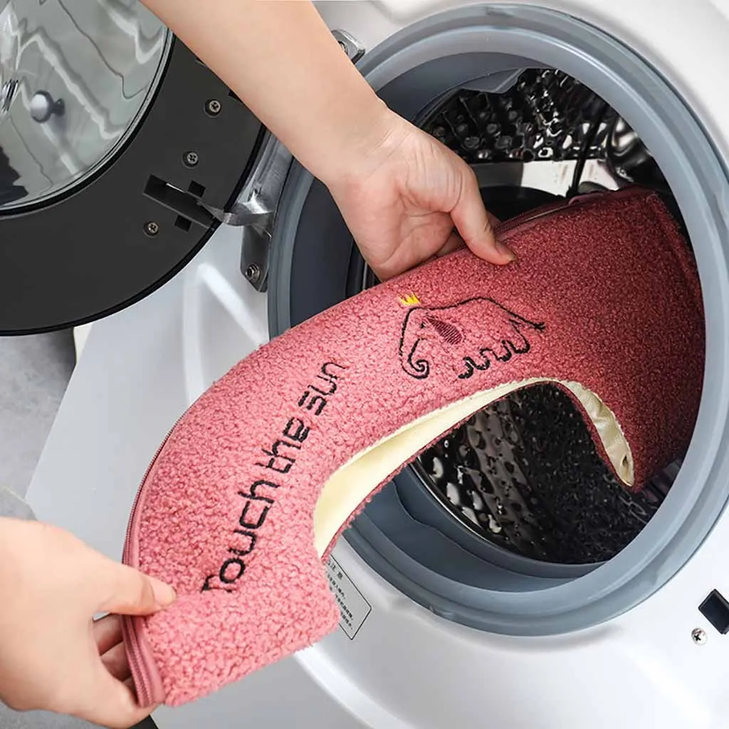 Домашняя плюшевая мягкая накладка на сиденье для унитаза чехол молнии с ручкой