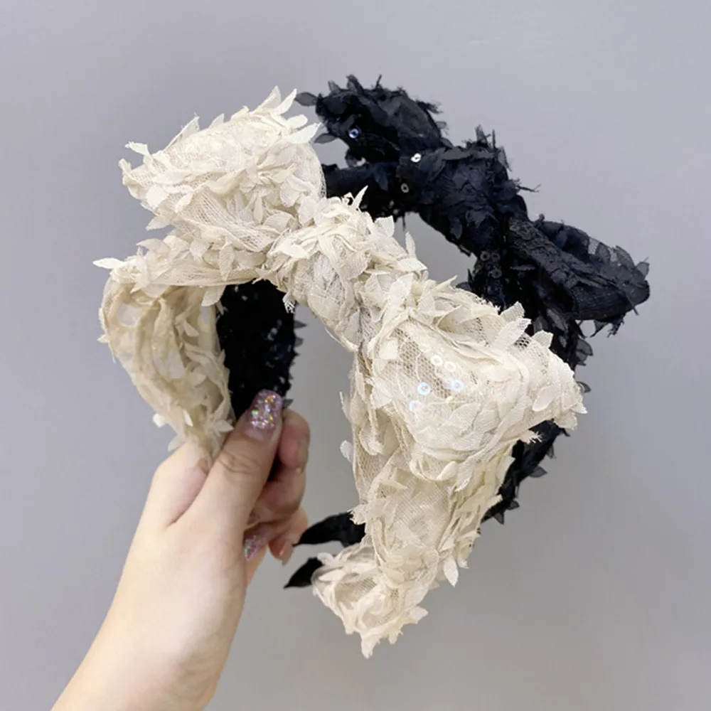

2020 Fashion hair accessories women lace Sequins bow headband summer wide-brimmed headband wild girl hair band headwear hairband