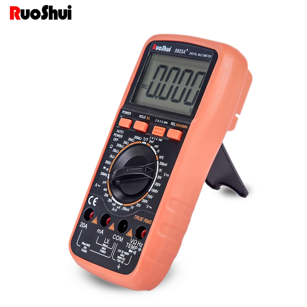 RuoShui 980X Серия Верный RMS Цифровой Мультиметр Сопротивление Емкость Температура Транзистор Электрический Тестер Счетчик.