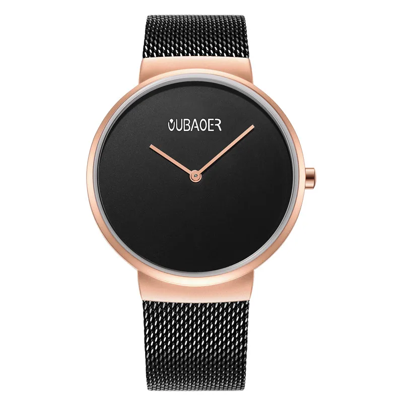 Reloj pareja OUBAOER часы для пары Роскошные Кварцевые часы из нержавеющей стали для мужчин и женщин наручные часы для влюбленных часы relogio masculin подарок - Цвет: M rose black 008