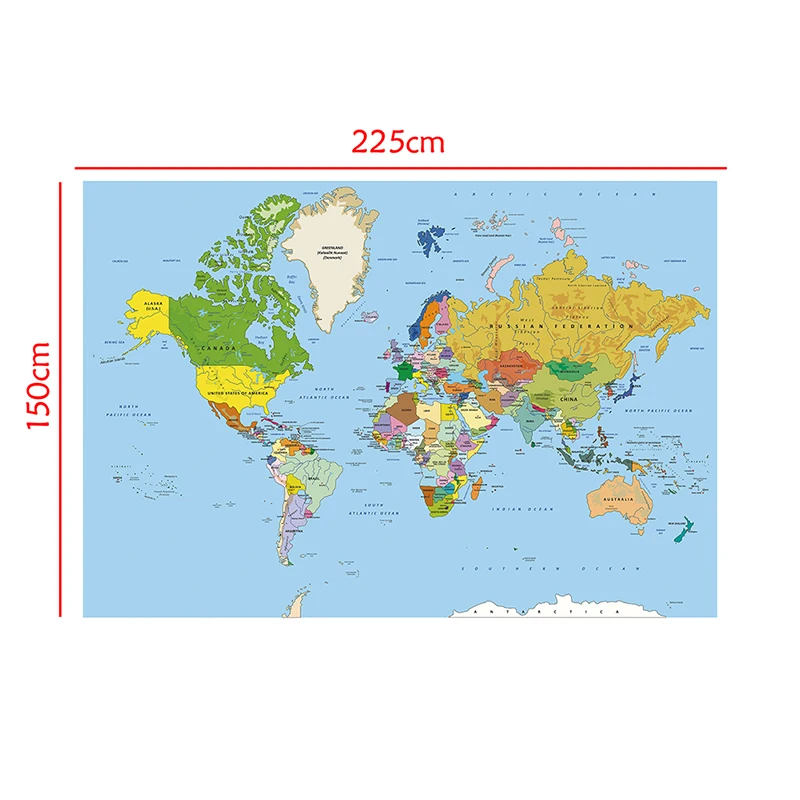 150x225 см Нетканая Карта мира Плакат красочная карта мира обои для культуры и образования офисные принадлежности художественная карта от AliExpress WW