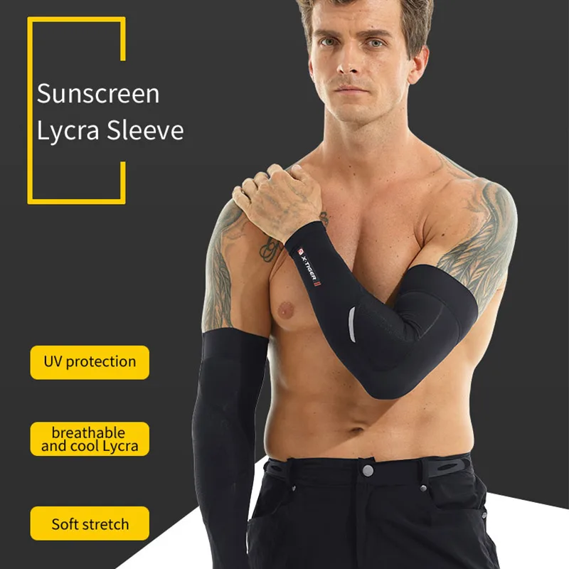 

X-TIGER Breathable Ice Fabric UV Protection Running Arm Sleeve Basketball Elbow Pad Outdoor Sports Arm Warmer Cooling Hand Cover
