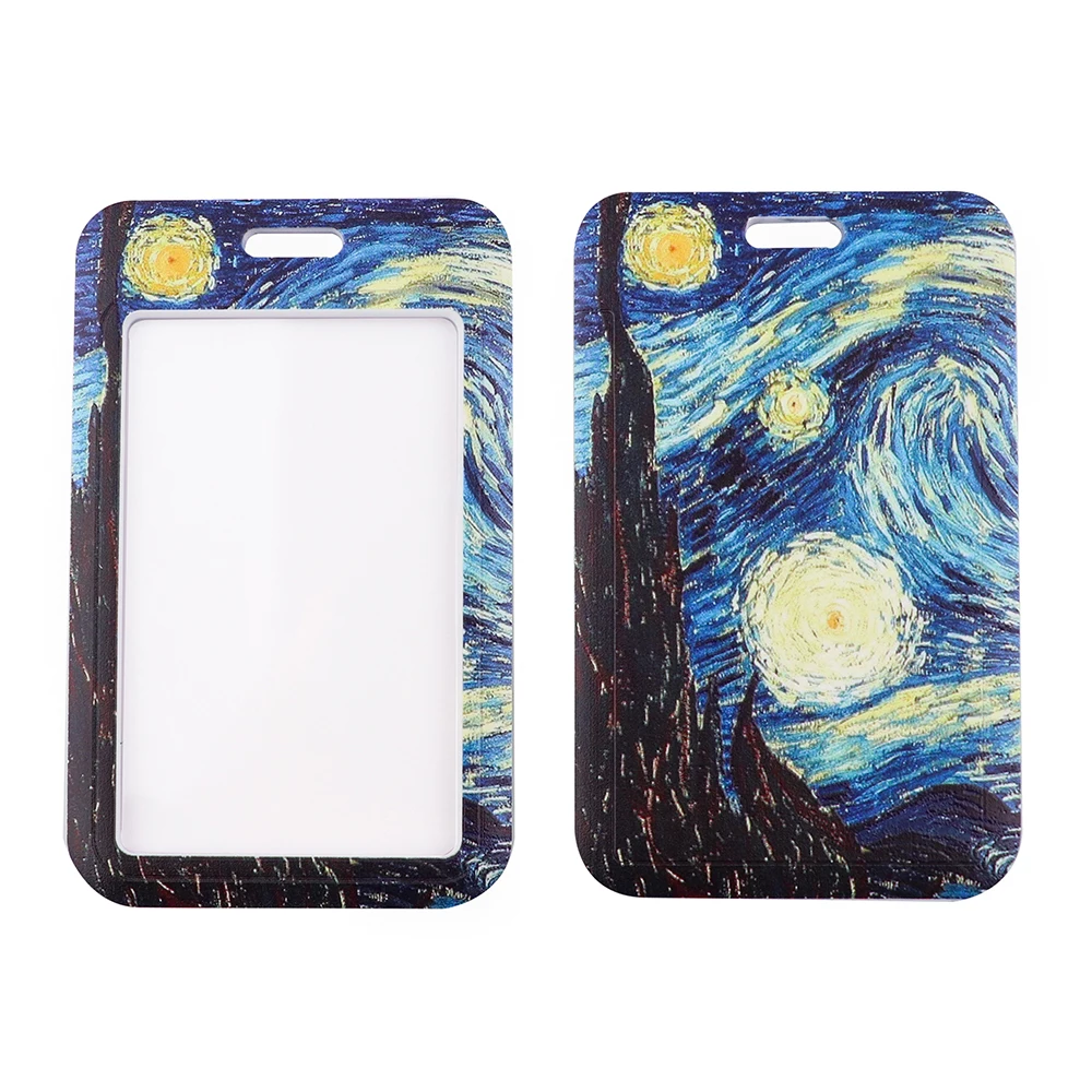 

1pcs PC3546 Van Gogh Starry Sky Painting Lanyard Card ID Holder Car KeyChain ID Card Pass Gym Mobile Phone Badge Key Ring Holder