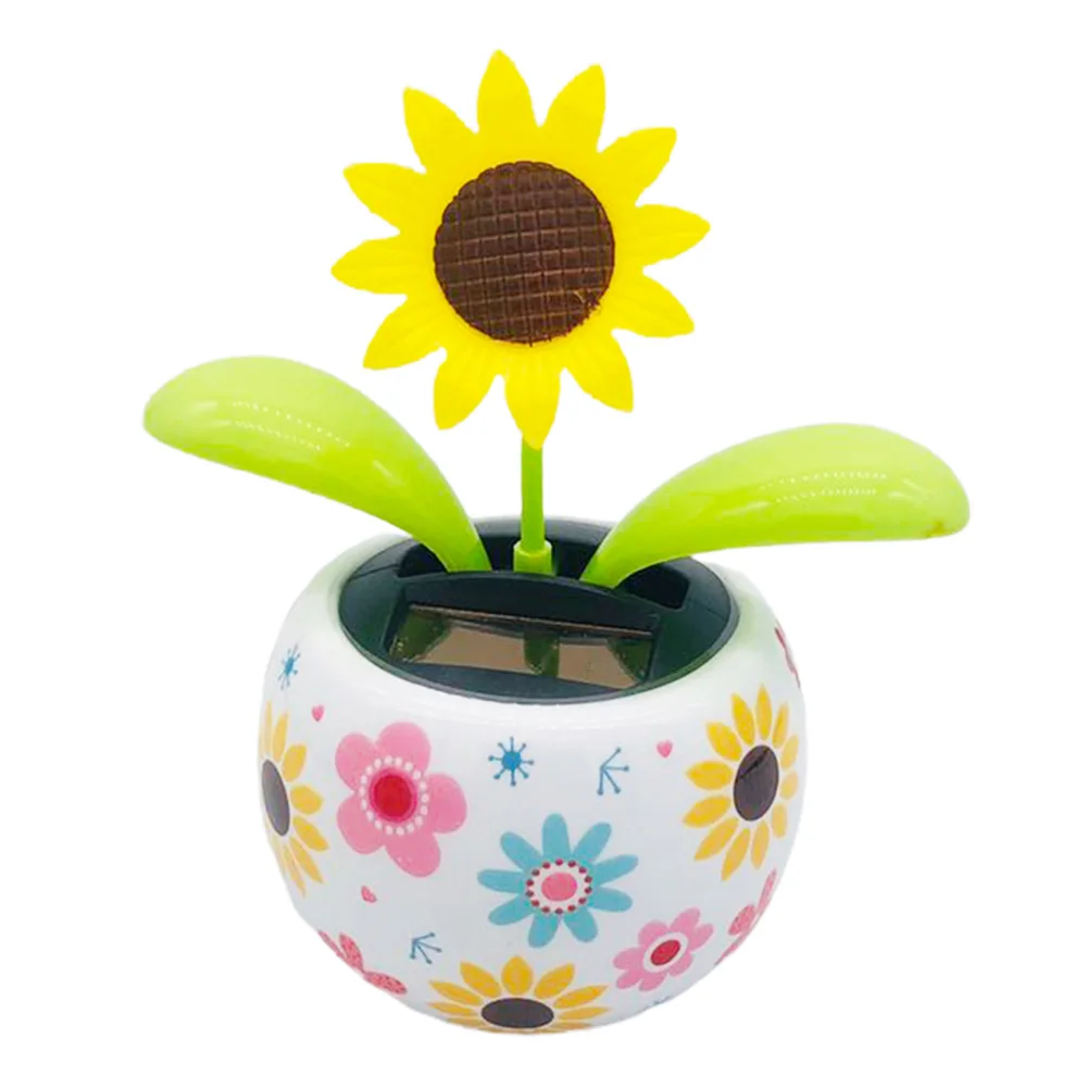 

Solar Powered Flower Car Ornament Gadgets Gift Auto Interior Home Decorations Dancing Swing Flip Flap Pot Sunflower Kids Toys