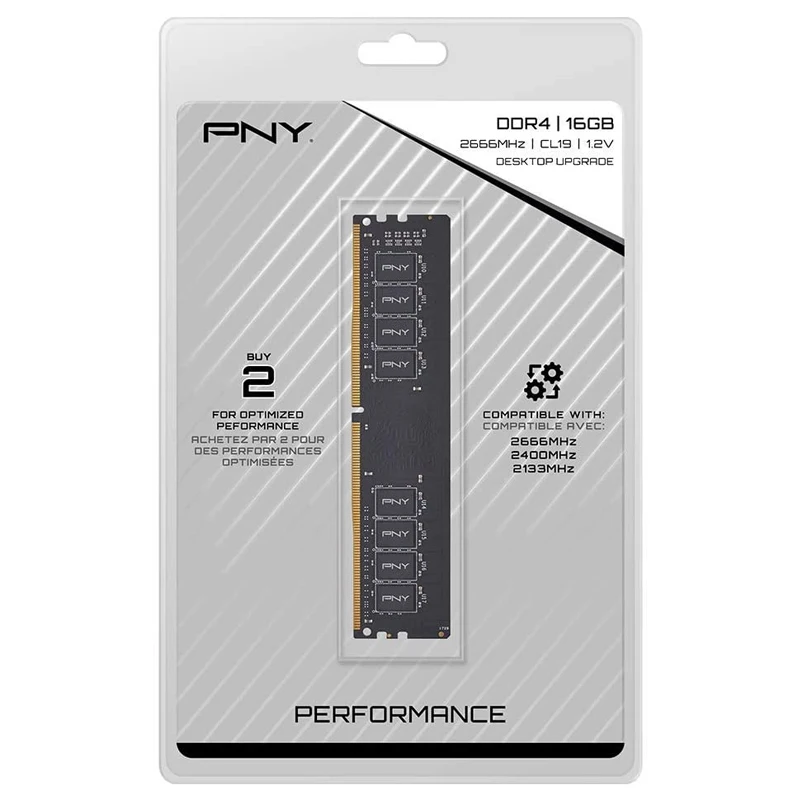 

PNY 8GB 16GB Performance DDR4 2666MHz Desktop Memory RAM CAS Latency of 19, 1. 2 Volts