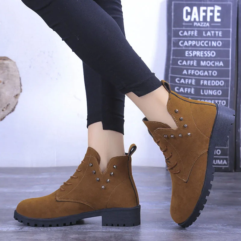 

Ankle Boots Suede Leather women Flat platform Short Boots Ladies shoes fashion Autumn winter boots885
