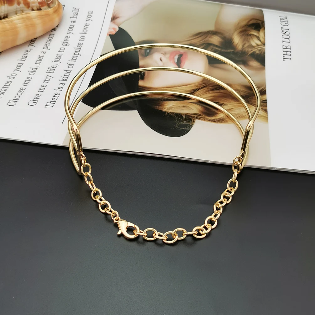 MANILAI 3-слойное металлическое колье-чокер ожерелья Женское Ожерелье-нагрудник