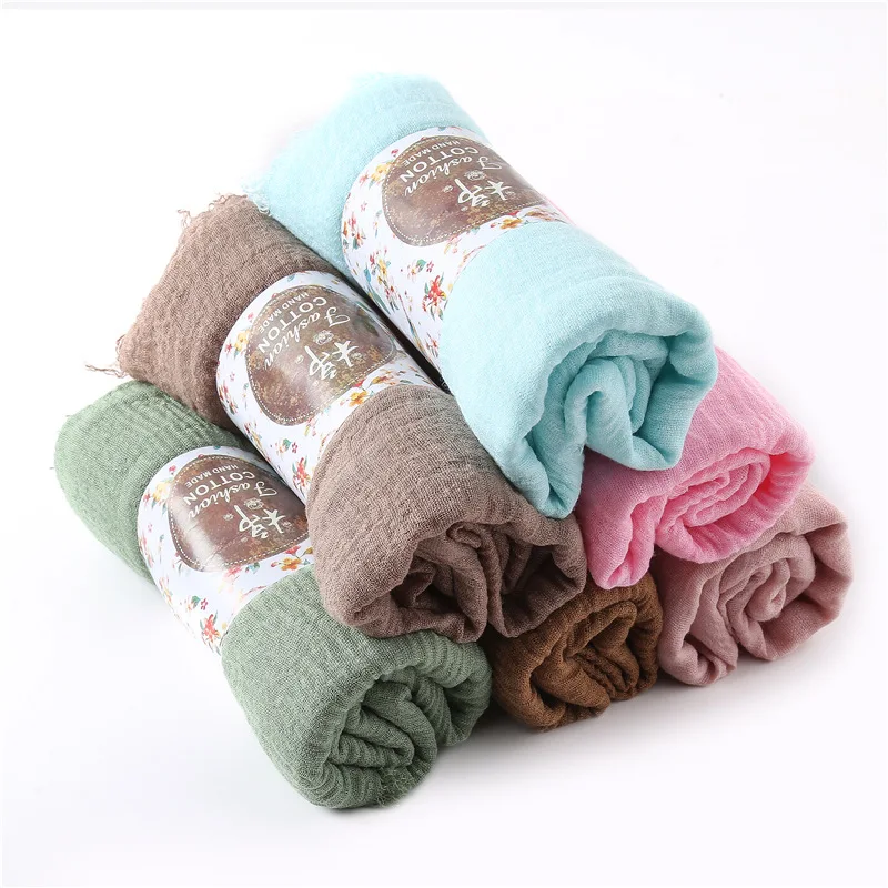 

Cotton Crinkle Hijab Scarf Women Muslim Hijabs Headband Wrinkle Pashmina Islamic Scarves Pleated Shawls and Wraps Foulard Femme
