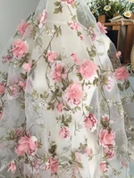 1yard flower chiffon lace organza embroidery fabric hand applique dress diy wedding dress fabric