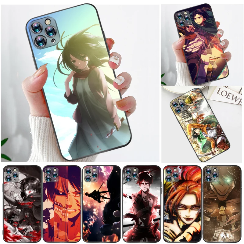 

Attack On Titan Mikasa Ackerman Eren Jager Armin Arlert Levi Phone Case For iPhone 11 11Pro MAX Carcasa Soft TPU Cases Funda