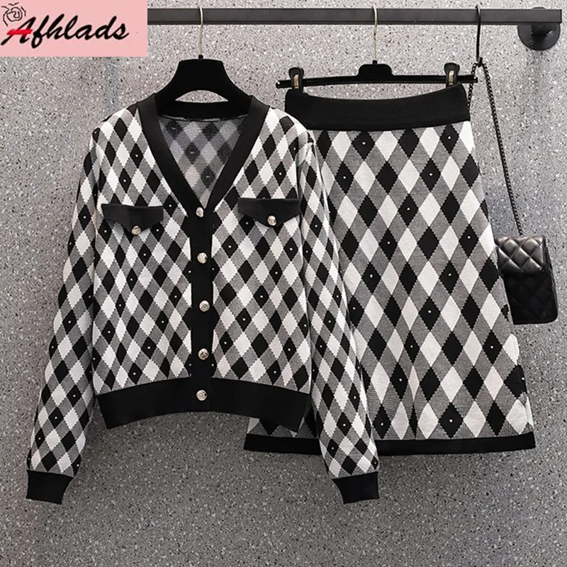 

Женская одежда, трикотажный кардиган с длинным рукавом и облегающая юбка, маленькие ароматные комплекты из двух предметов