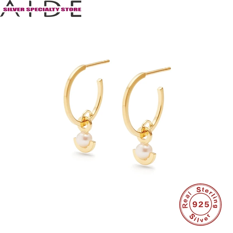 

AIDE S925 Silver Drop Earrings For Women Vintage Pearl Earring Dangle Girl Fine Jewelry Piercing Pendientes Brincos Bijou Gift