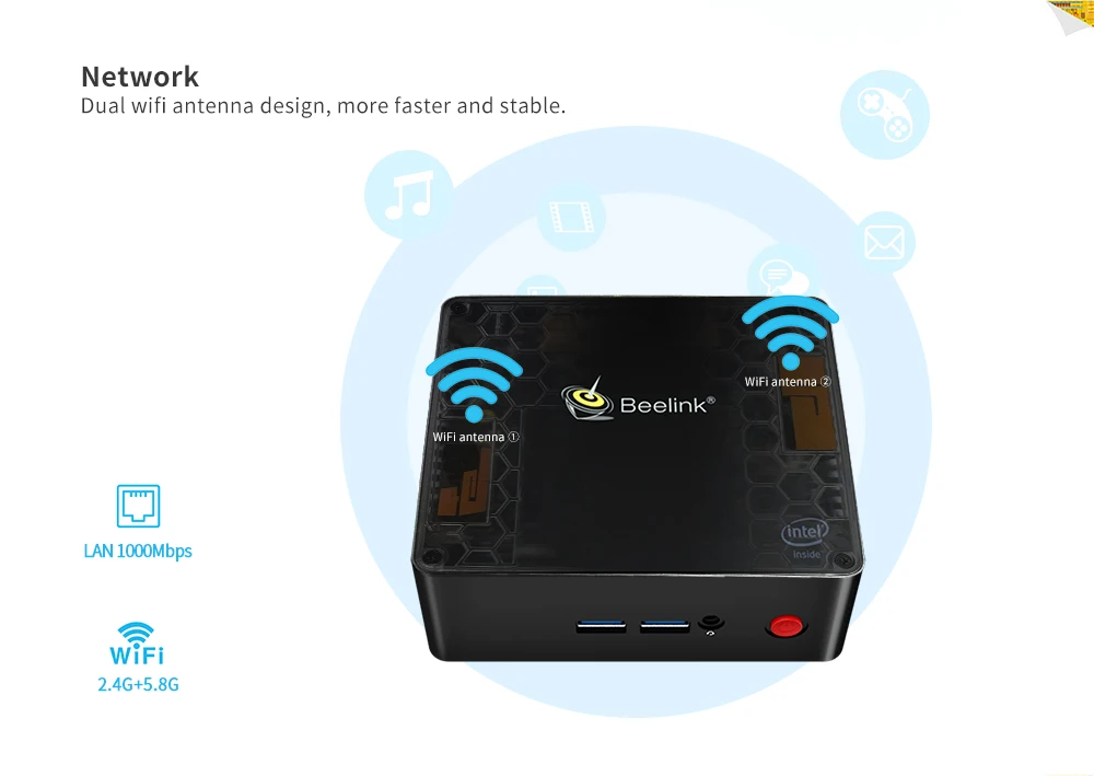 Мини-ПК Beelink Gemini X55 J5005 8 Гб 256 ГБ SSD 1000 м LAN tv BOX 2,4G 5G wifi bluetooth 4,0 USB3.0 HDMI 4K 60 Гц Windows 10 NUC