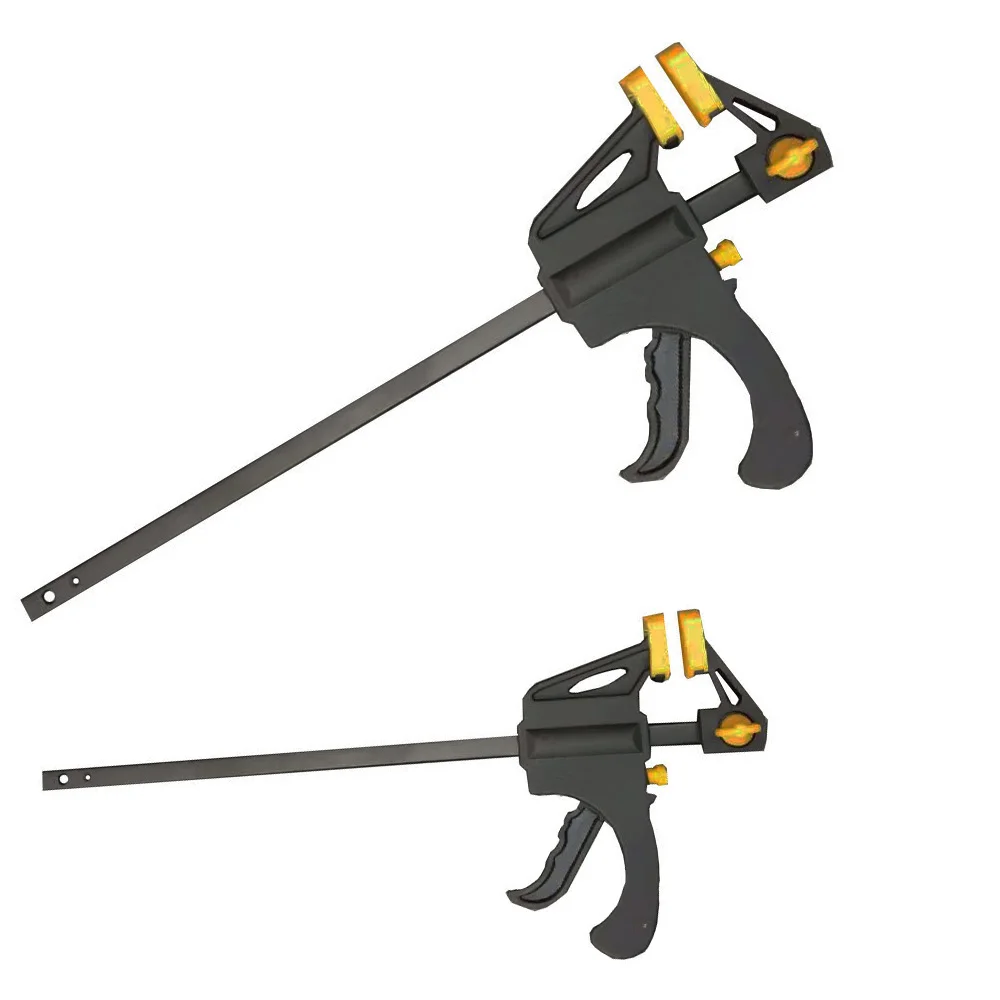 2Pcs 6inch OR 4inch yellow Woodworking Work Bar F Clamp Clip Set Hard Grip Quick Ratchet Release DIY Carpentry Hand Tool Gadget