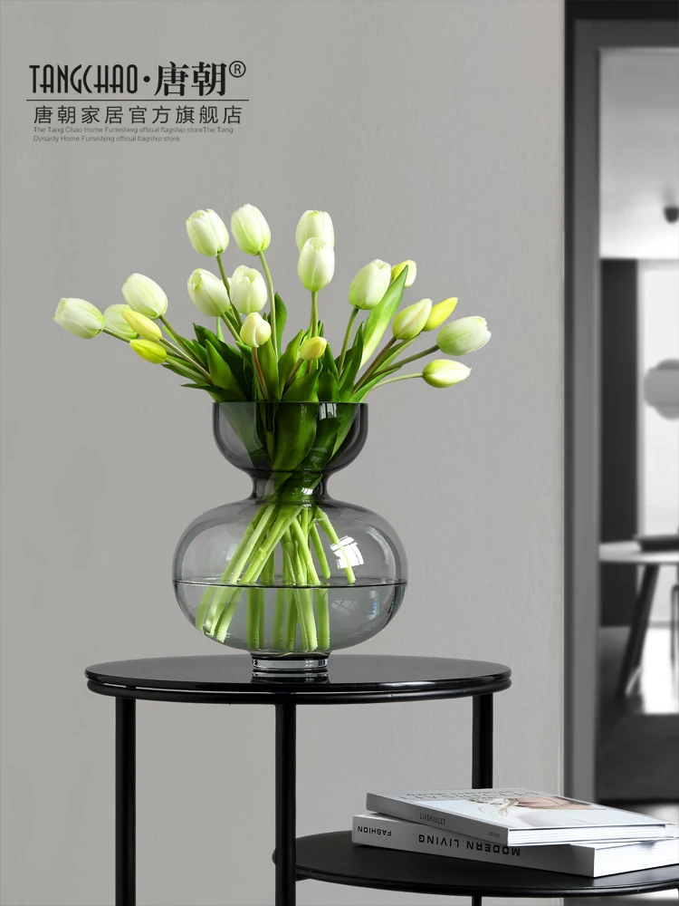 

Nordic style modern living room light luxury transparent glass water support vase ornaments small fresh table decoration