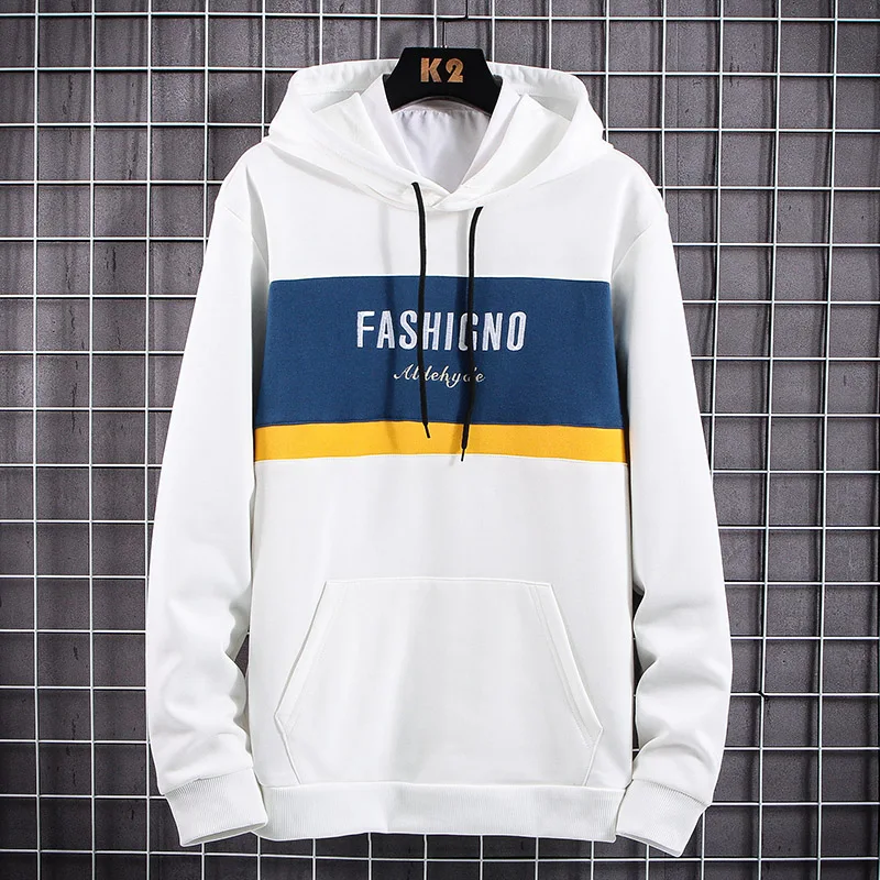Фото EL BARCO Fashion Cotton Hoodies Men Spring Soft Black Male Sweatshirt Hip Hop Print Hooded Tops Coat White Green Jacket Shirts №1