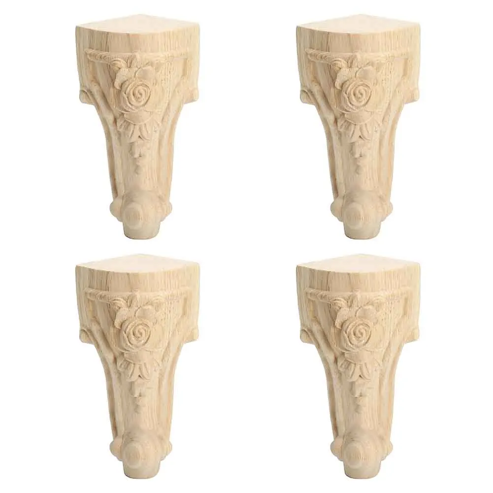 4pcs/set Strong Bearing Wardrobe Non Slip Wood Carved Coffee Table European Style Decoration Furniture Leg Chairs Sofa Feet | Мебель