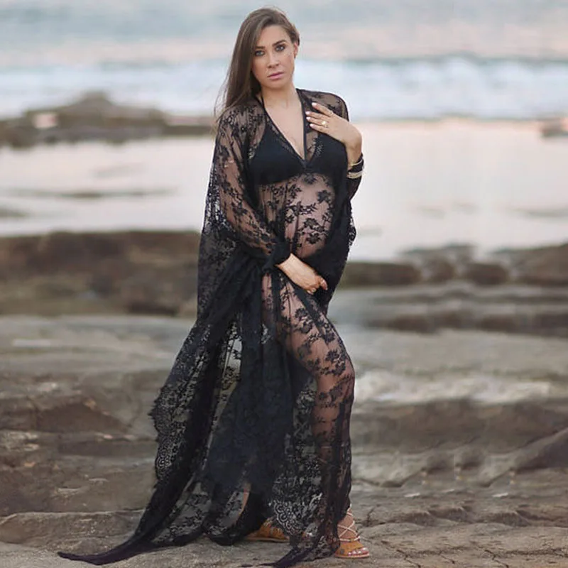 

Sexy Lace Dresses Maternity Photography Props Hollowed Pregnancy Dress Photography Eyelash Maternity Dresses For Photo Shoot Ves