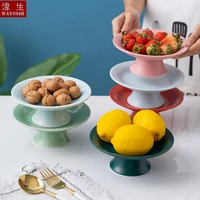 nordic under glazing colorful porcelain high leg fruit plate ceramics nut tray salad dish buffet dinner eco tableware stand