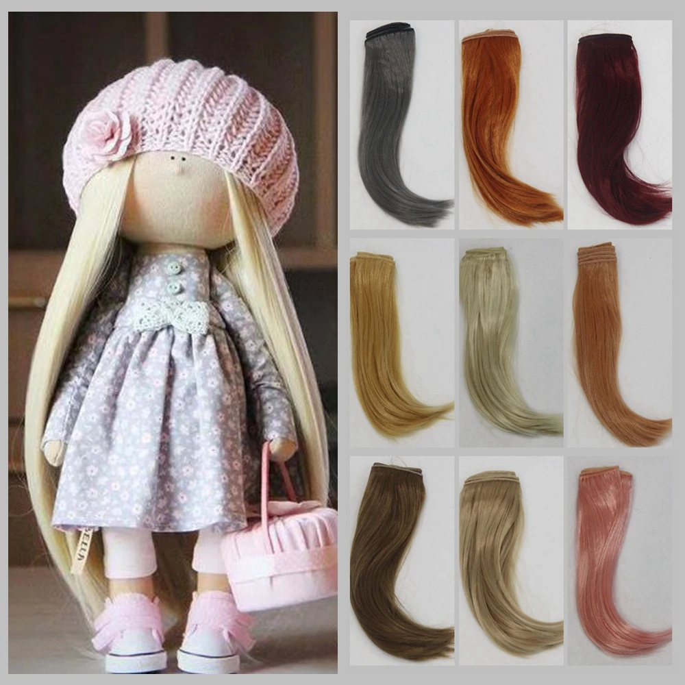 

Накладные волосы для кукол из синтетического волокна, 25*100 см, натуральный цвет вьющиеся кукольные волосы, для самостоятельной сборки, русск...