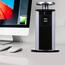 16A Выдвижная электрическая розетка 2 USB Настольная штепсельная вилка выдвижная для столешницы Столешница Великобритания/ЕС вилка