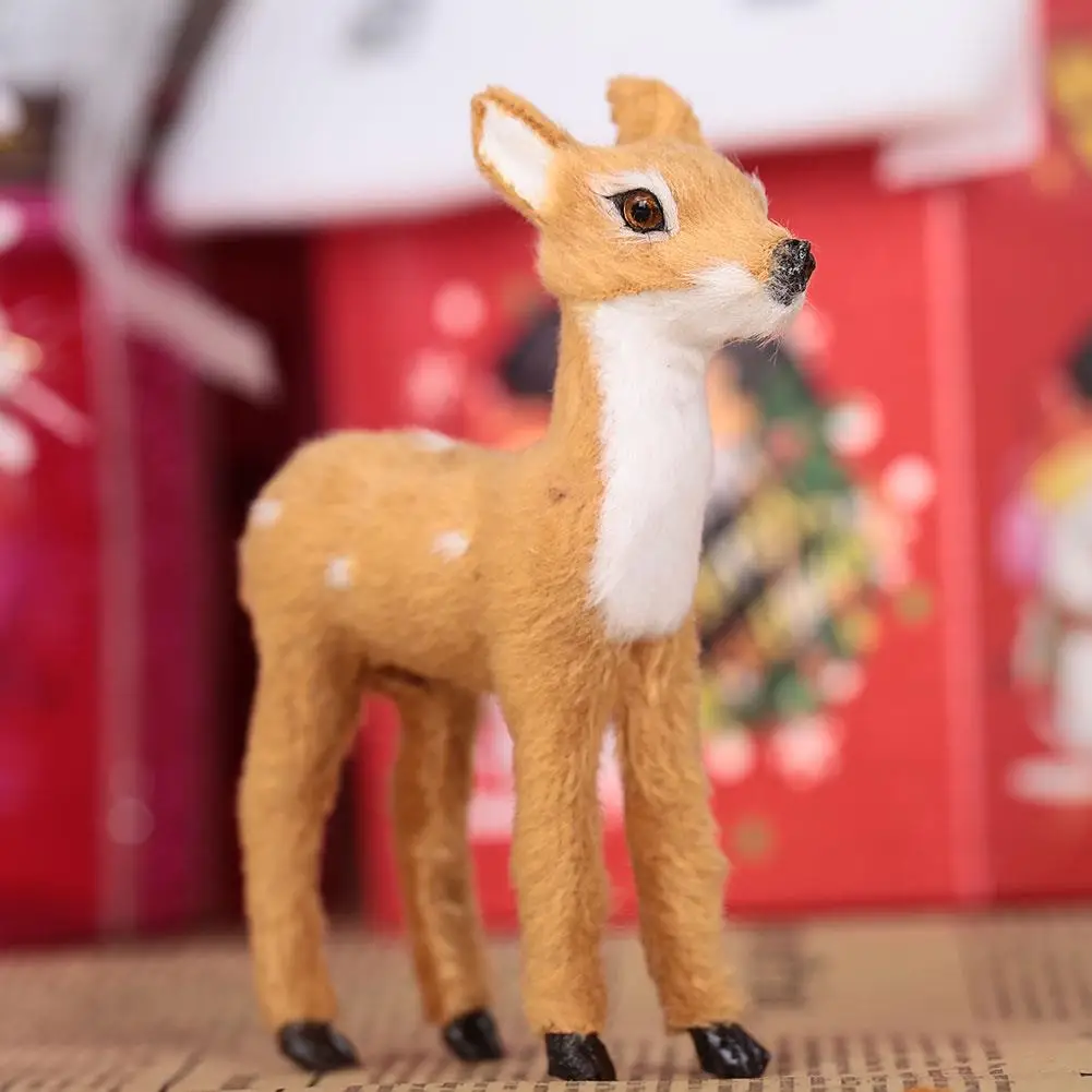 Plush Plastic Xmas Elk Simulation ELK Deer Christmas Reindeer Doll Photography Prop Lawn Ornaments Shop Window Mini Simulated | Дом и сад