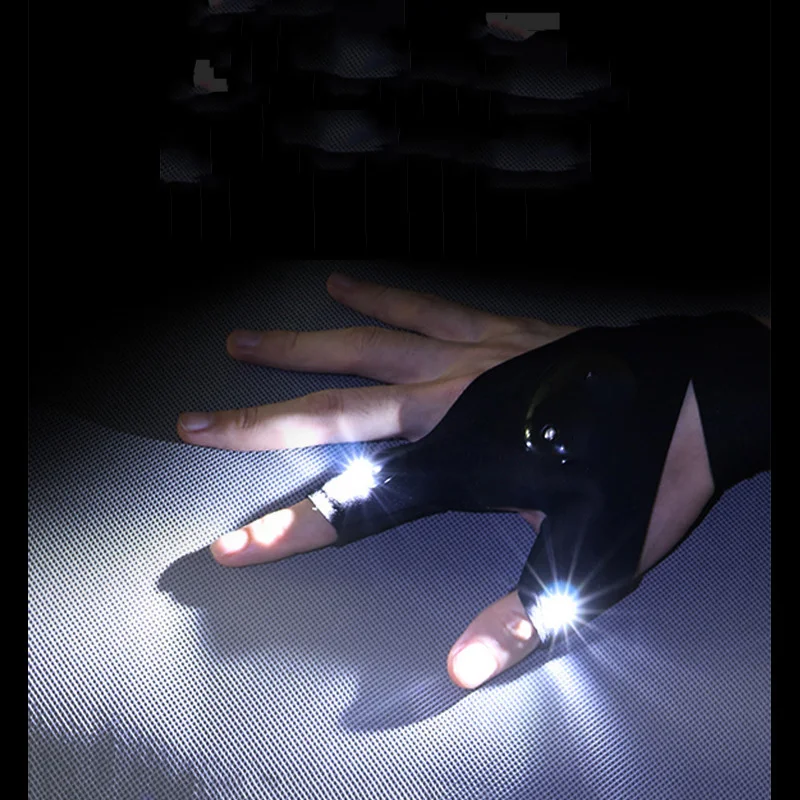 

Night Light Waterproof Fishing Gloves with LED Flashlight Outdoor Rescue Tools Practical Durable Fingerless Gloves Fishing Tool